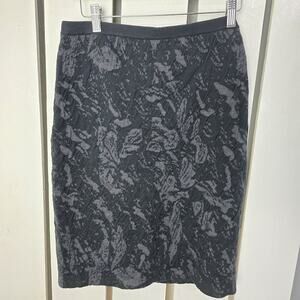 Eileen Fisher Pull On Wool Blend Knit High Waist Textured Knee Skirt M Career‎